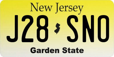 NJ license plate J28SNO