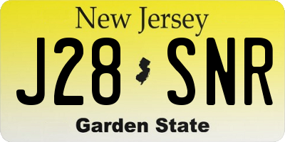 NJ license plate J28SNR