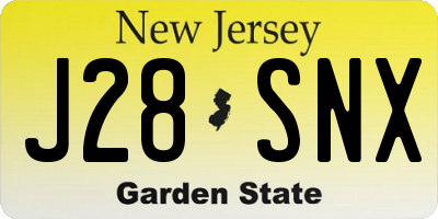 NJ license plate J28SNX