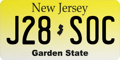 NJ license plate J28SOC