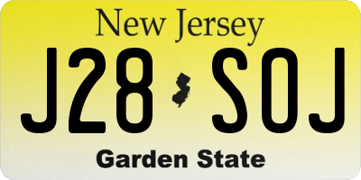 NJ license plate J28SOJ