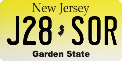 NJ license plate J28SOR