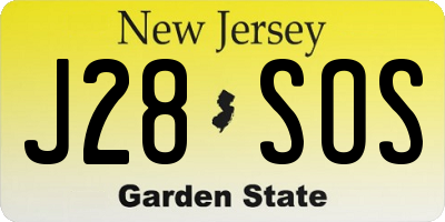 NJ license plate J28SOS