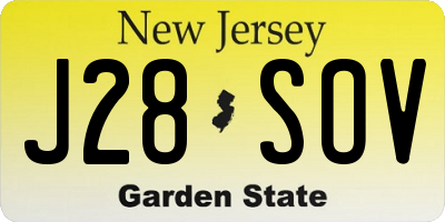 NJ license plate J28SOV