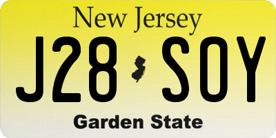 NJ license plate J28SOY