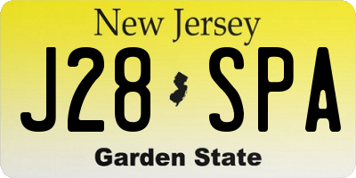 NJ license plate J28SPA