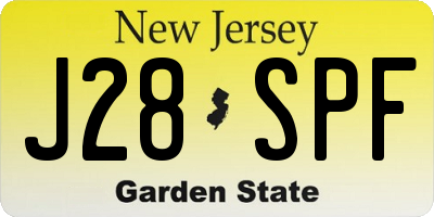 NJ license plate J28SPF