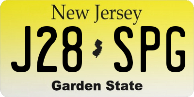 NJ license plate J28SPG