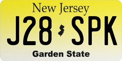 NJ license plate J28SPK