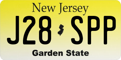 NJ license plate J28SPP