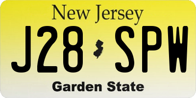 NJ license plate J28SPW