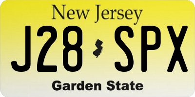 NJ license plate J28SPX