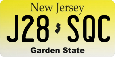 NJ license plate J28SQC
