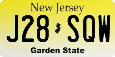 NJ license plate J28SQW