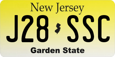 NJ license plate J28SSC