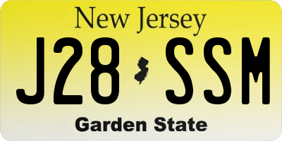 NJ license plate J28SSM
