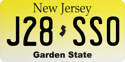 NJ license plate J28SSO