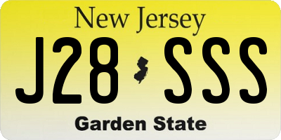 NJ license plate J28SSS