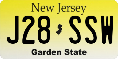 NJ license plate J28SSW