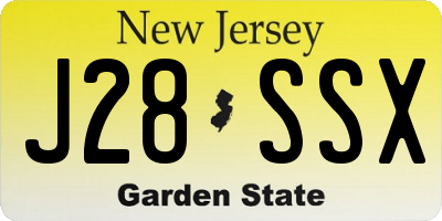 NJ license plate J28SSX