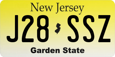 NJ license plate J28SSZ