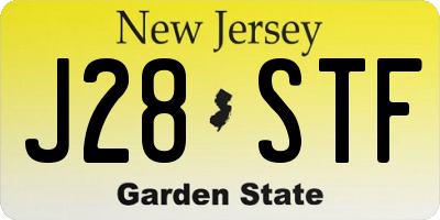 NJ license plate J28STF