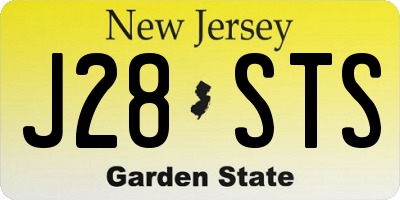 NJ license plate J28STS