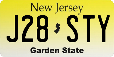 NJ license plate J28STY