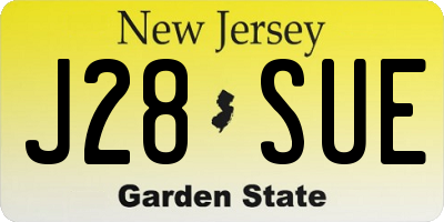 NJ license plate J28SUE