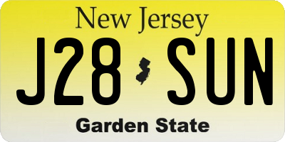 NJ license plate J28SUN