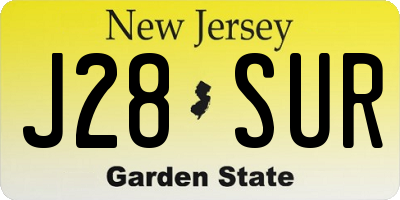 NJ license plate J28SUR