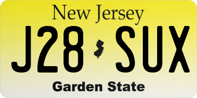 NJ license plate J28SUX