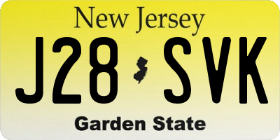 NJ license plate J28SVK