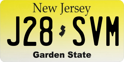 NJ license plate J28SVM