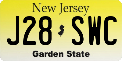 NJ license plate J28SWC