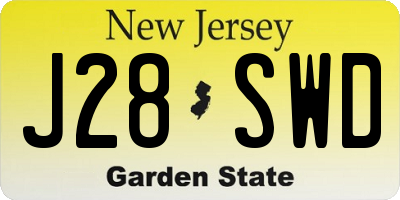 NJ license plate J28SWD