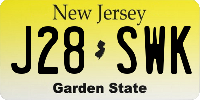 NJ license plate J28SWK