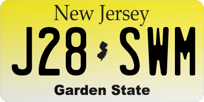 NJ license plate J28SWM