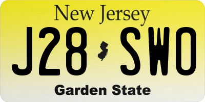 NJ license plate J28SWO