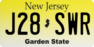 NJ license plate J28SWR