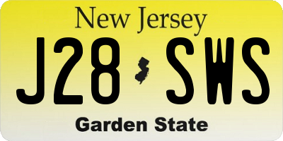 NJ license plate J28SWS