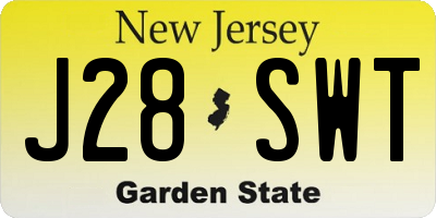 NJ license plate J28SWT