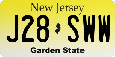 NJ license plate J28SWW