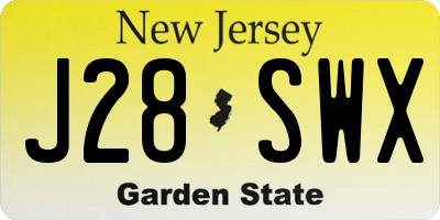 NJ license plate J28SWX