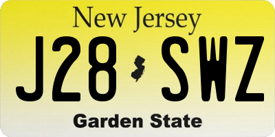 NJ license plate J28SWZ