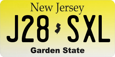 NJ license plate J28SXL