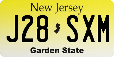 NJ license plate J28SXM