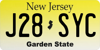 NJ license plate J28SYC