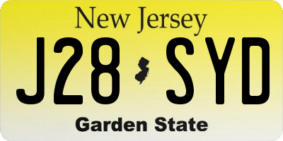 NJ license plate J28SYD