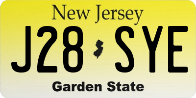 NJ license plate J28SYE